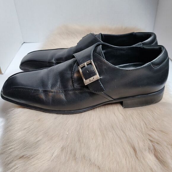 Donald J. Pliner Single Monk Strap Black Leather Mens Shoes Size 11 - Picture 5 of 9